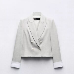 Zara Women's Gray Double-Breasted Jacket